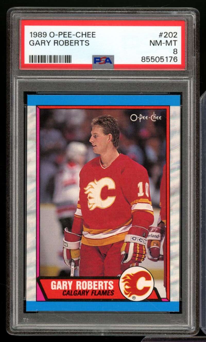 Gary Roberts Rookie Card 1989-90 O-Pee-Chee #202 PSA 8 Image 1