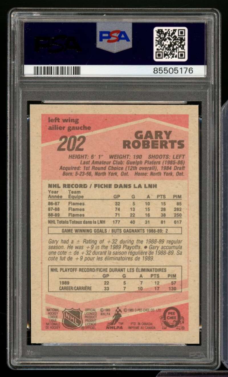 Gary Roberts Rookie Card 1989-90 O-Pee-Chee #202 PSA 8 Image 2