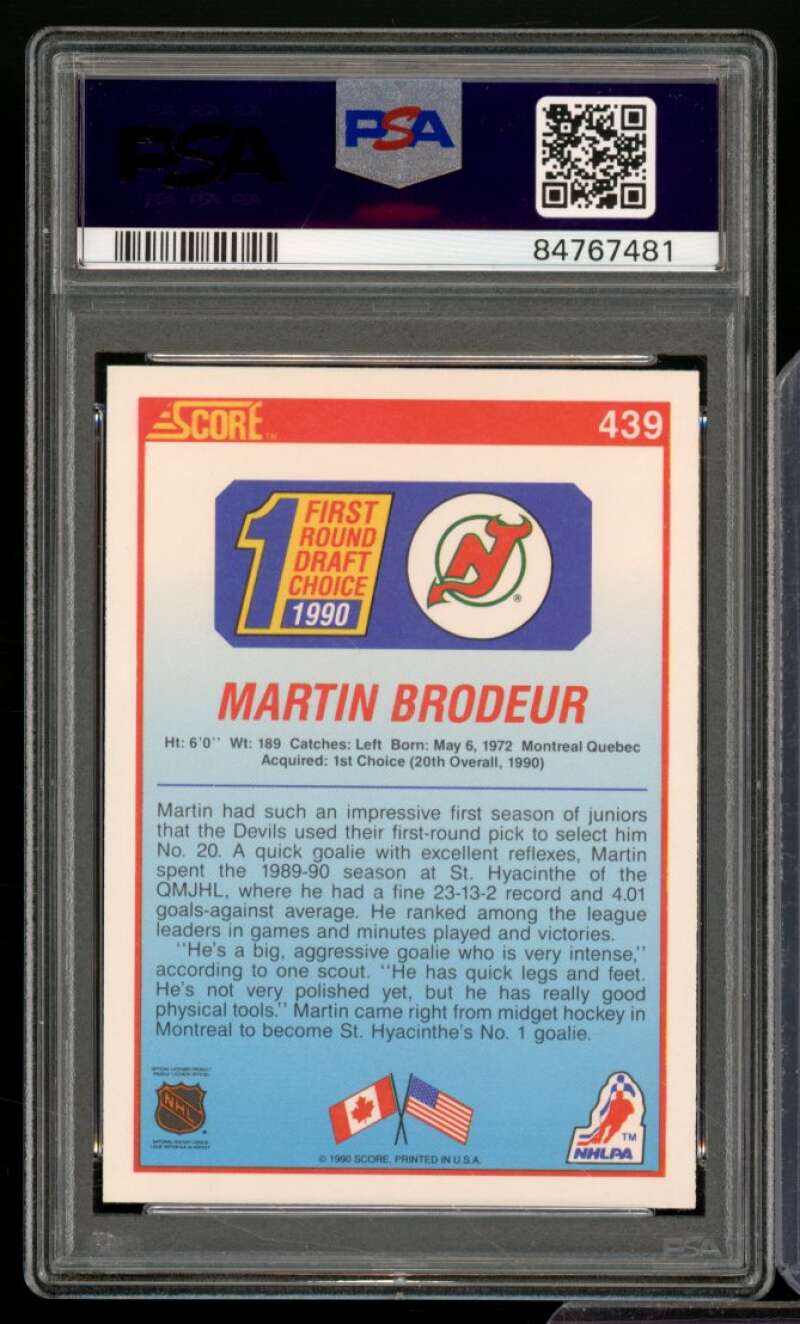 Martin Brodeur Rookie Card 1990-91 Score #439 PSA 8 Image 2