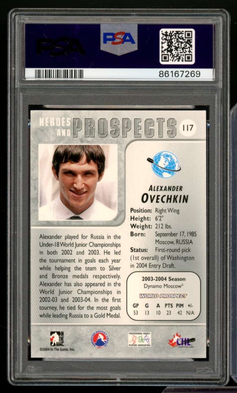 Alexander Ovechkin Rookie Card 2004-05 In The Game Heroes Prospects #117 PSA 9 Image 2