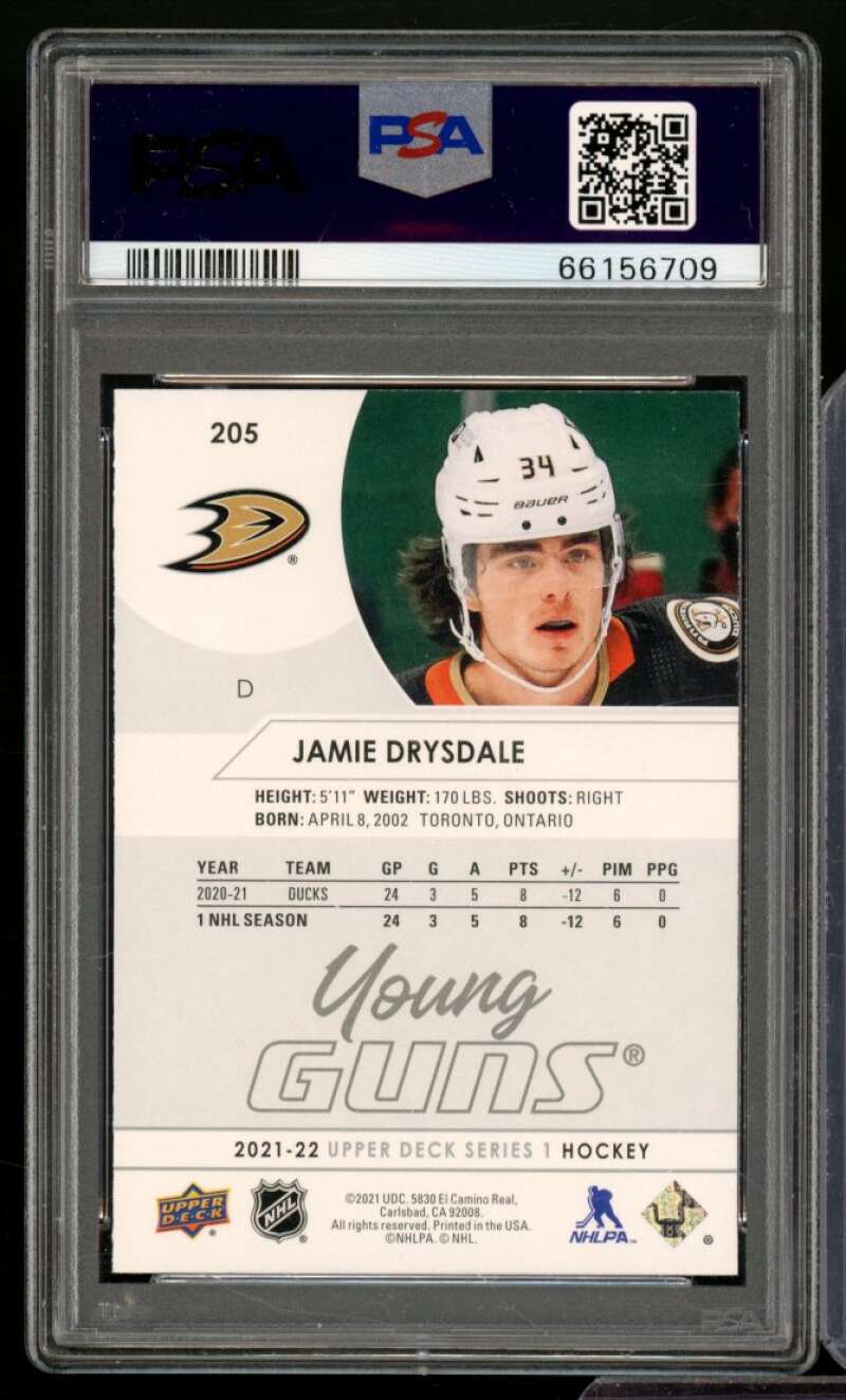 Jamie Drysdale Rookie Card 2021-22 Upper Deck #205 PSA 10 Image 2