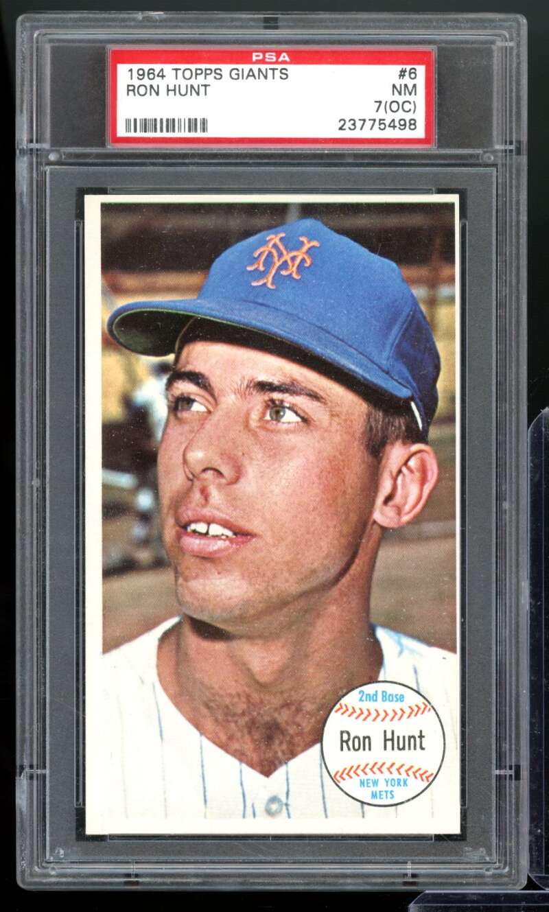 Ron Hunt Card 1964 Topps Giants #6 PSA 7 (oc) Image 1