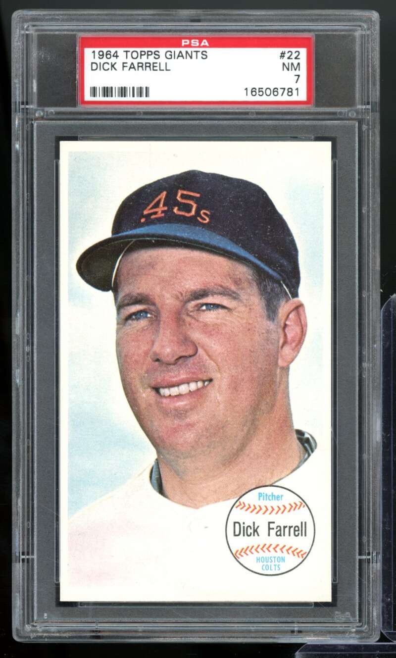 Dick Farrell Card 1964 Topps Giants #22 PSA 7 Image 1