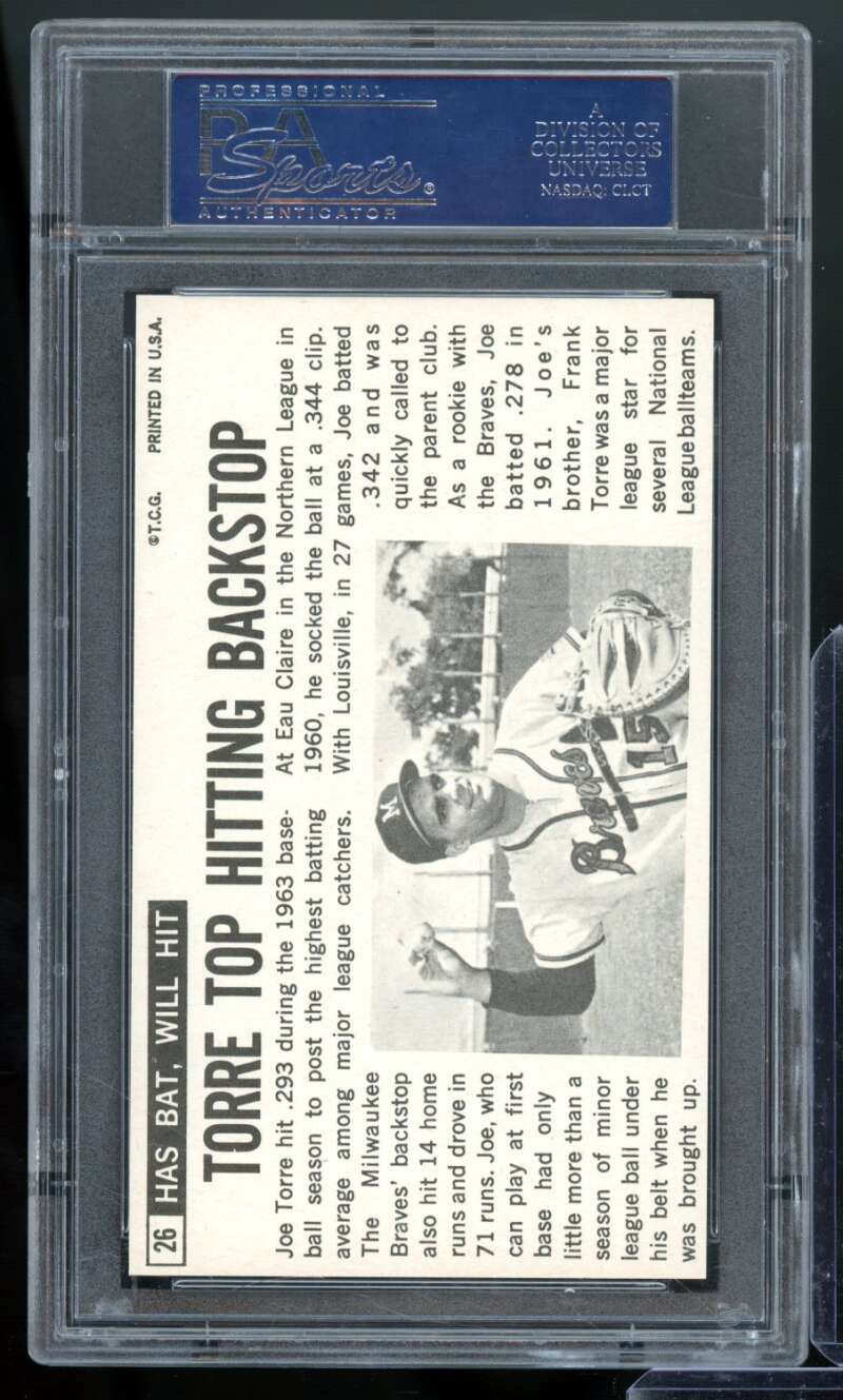 Joe Torre Card 1964 Topps Giants #26 PSA 7 Image 2