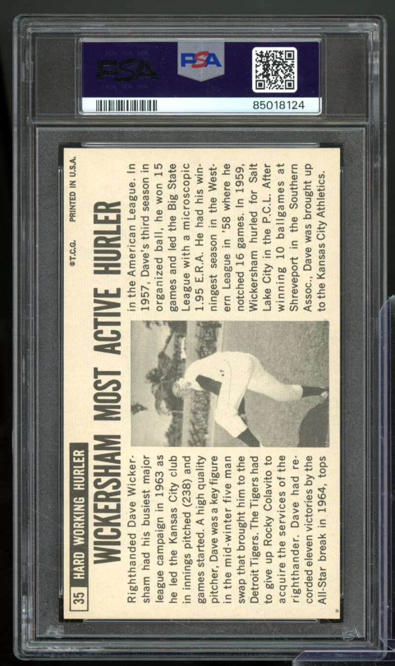 Dave Wickersham Card 1964 Topps Giants #35 PSA 5 Image 2