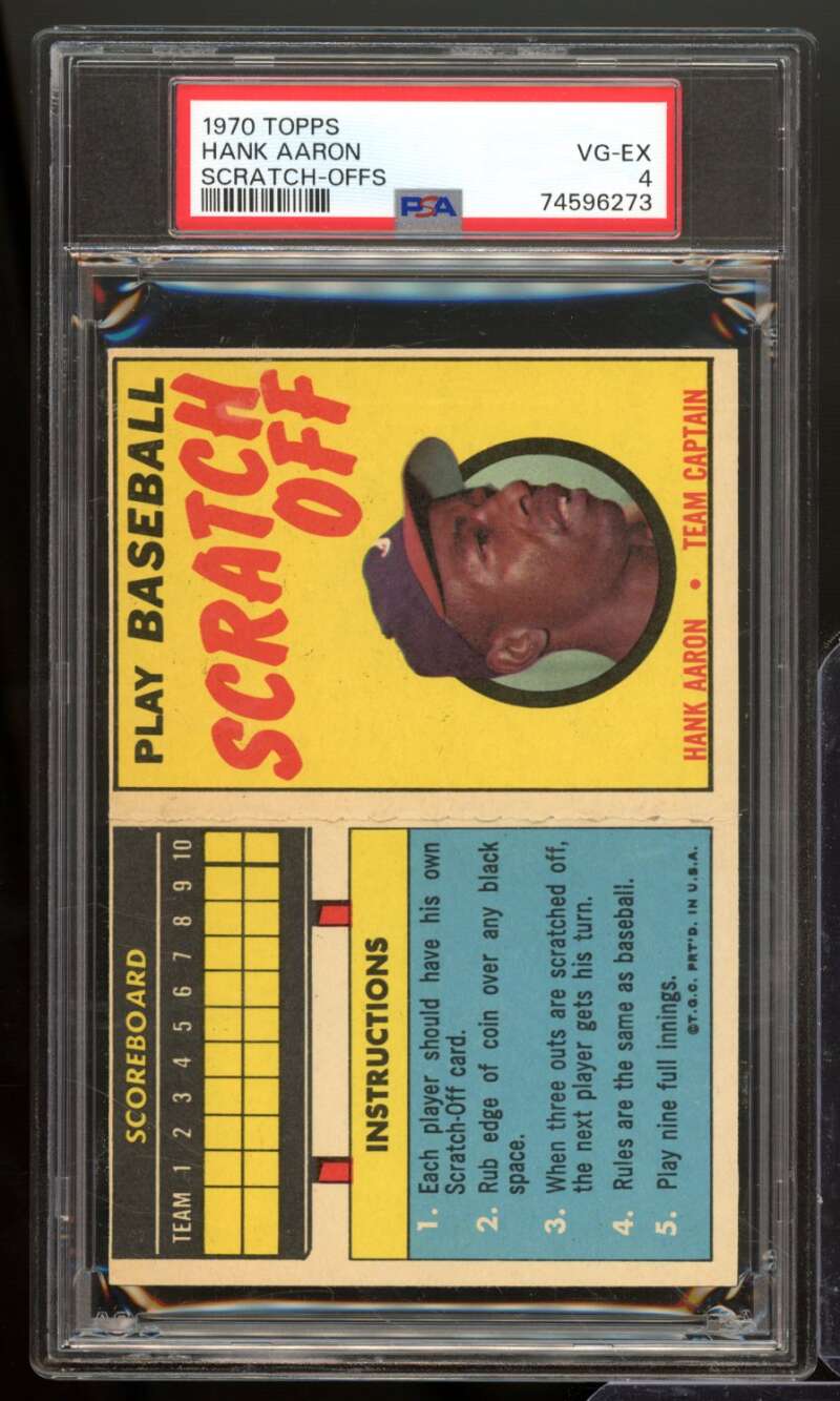 Hank Aaron Card 1970 Topps Scratchoffs #nno PSA 4 Image 1