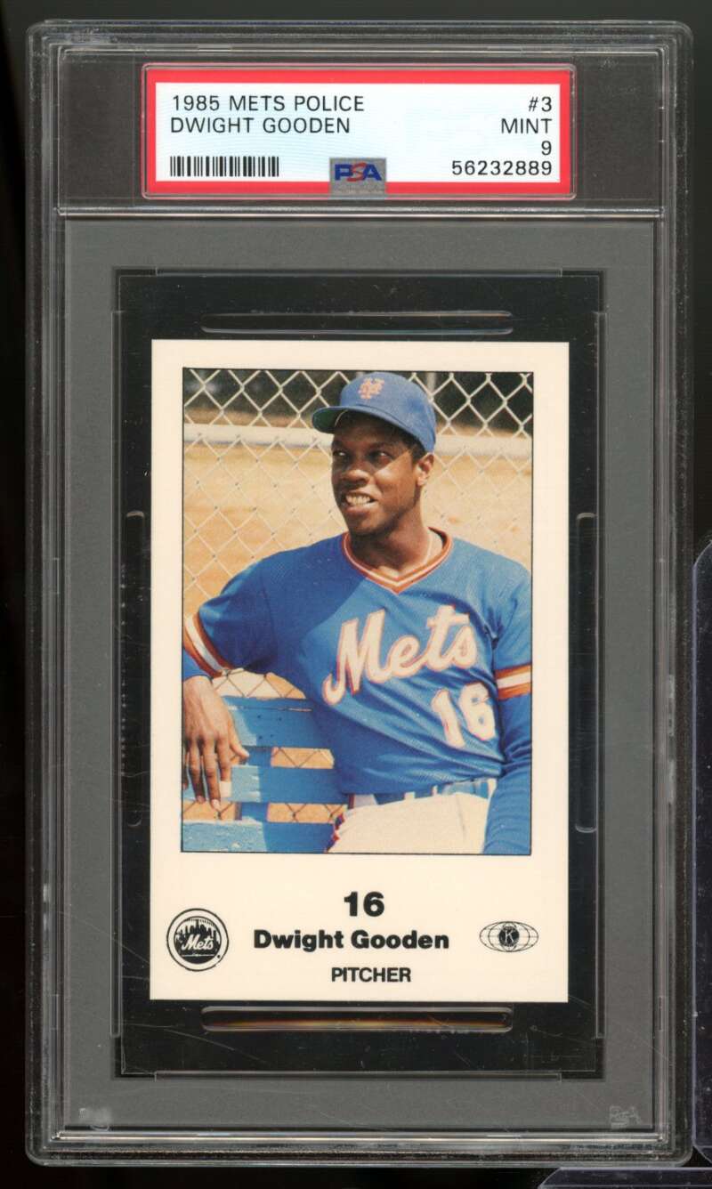 Dwight Gooden Rookie Card 1985 Mets Police #3 PSA 9 Image 1