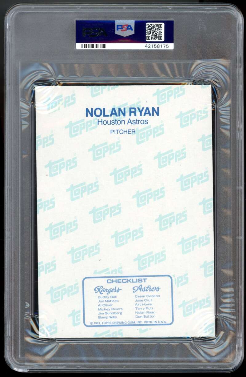 Nolan Ryan Card 1981 Topps Super Home Team #240 PSA 8 Image 2