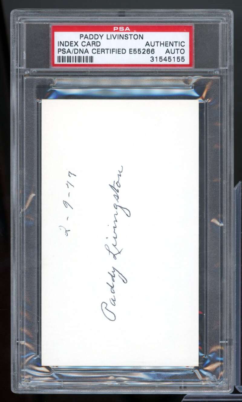 Paddy Livingston Card 1977 Index Card #nno PSA/DNA Certified Authentic Auto Image 1