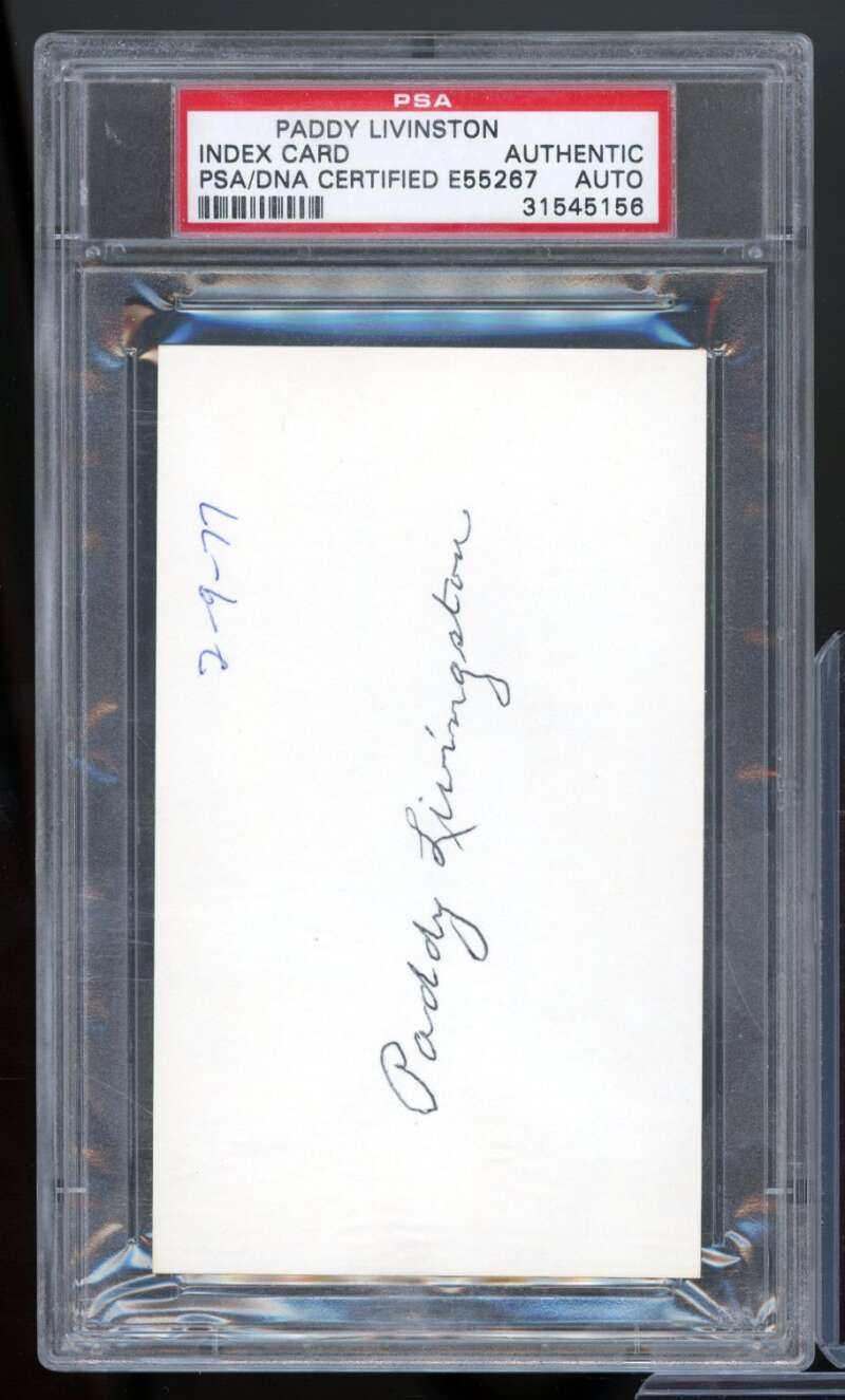 Paddy Livingston Card 1977 Index Card #nno PSA/DNA Certified Authentic Auto Image 1