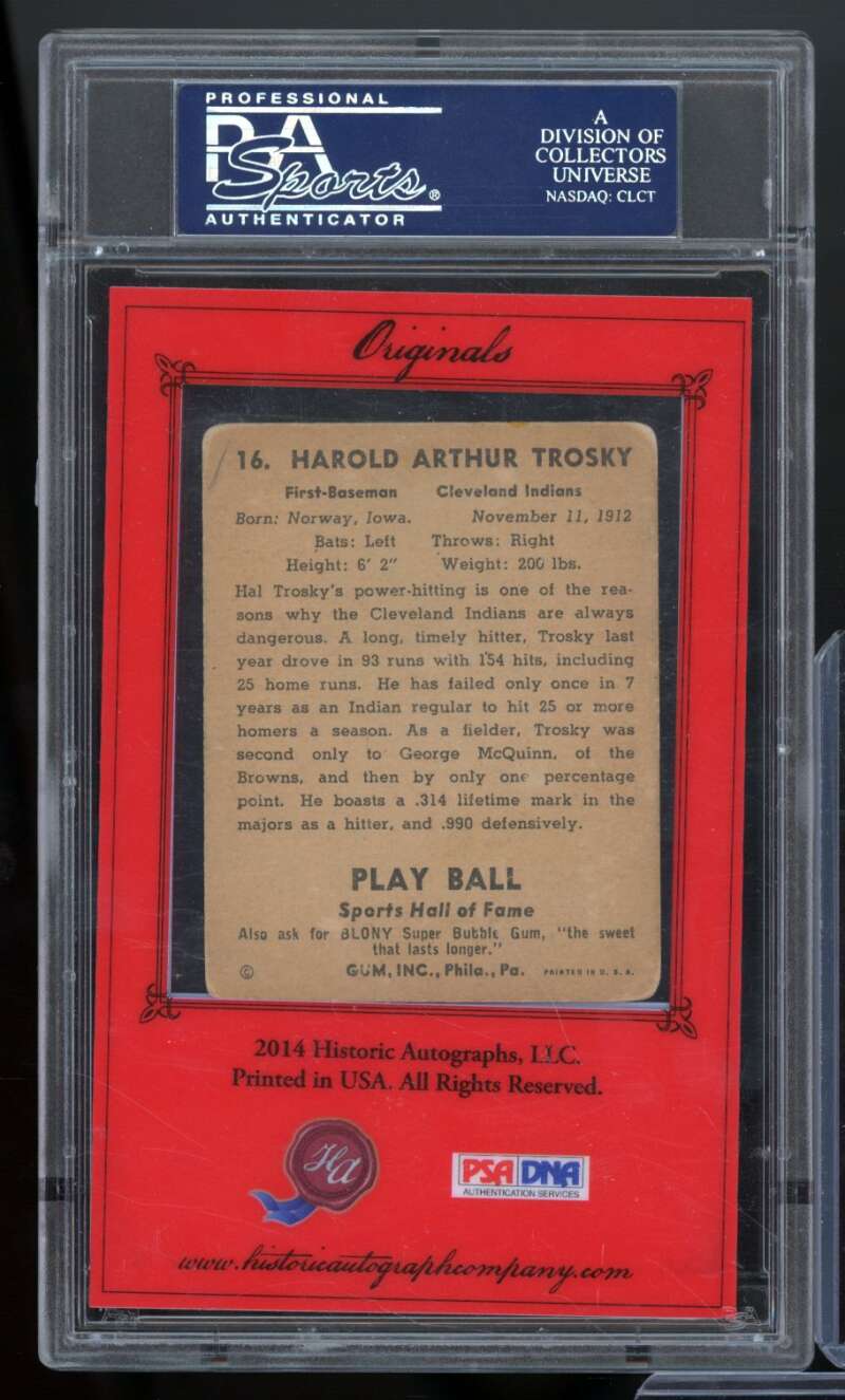 Hal Trosky Card 2014 Ha Originals 1941 #16 PSA/DNA Auto 9 Image 2