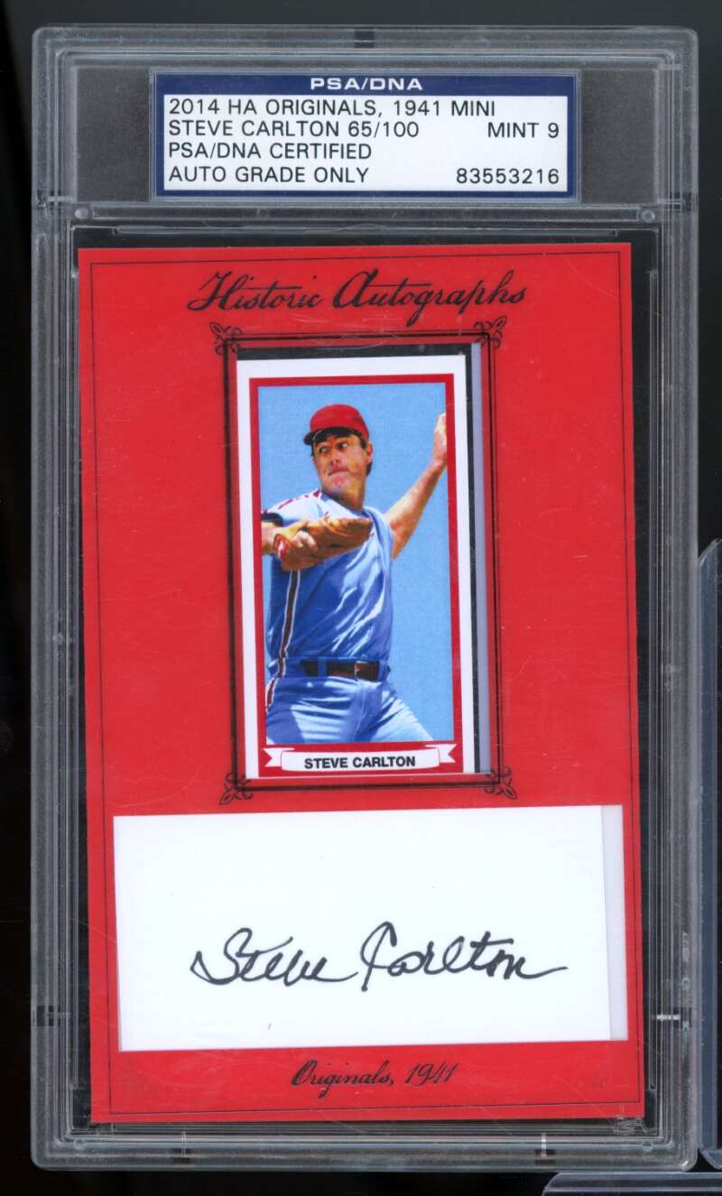 Steve Carlton Card 2014 HA Originals 1941 Mini #65 PSA/DNA Auto 9 Image 1