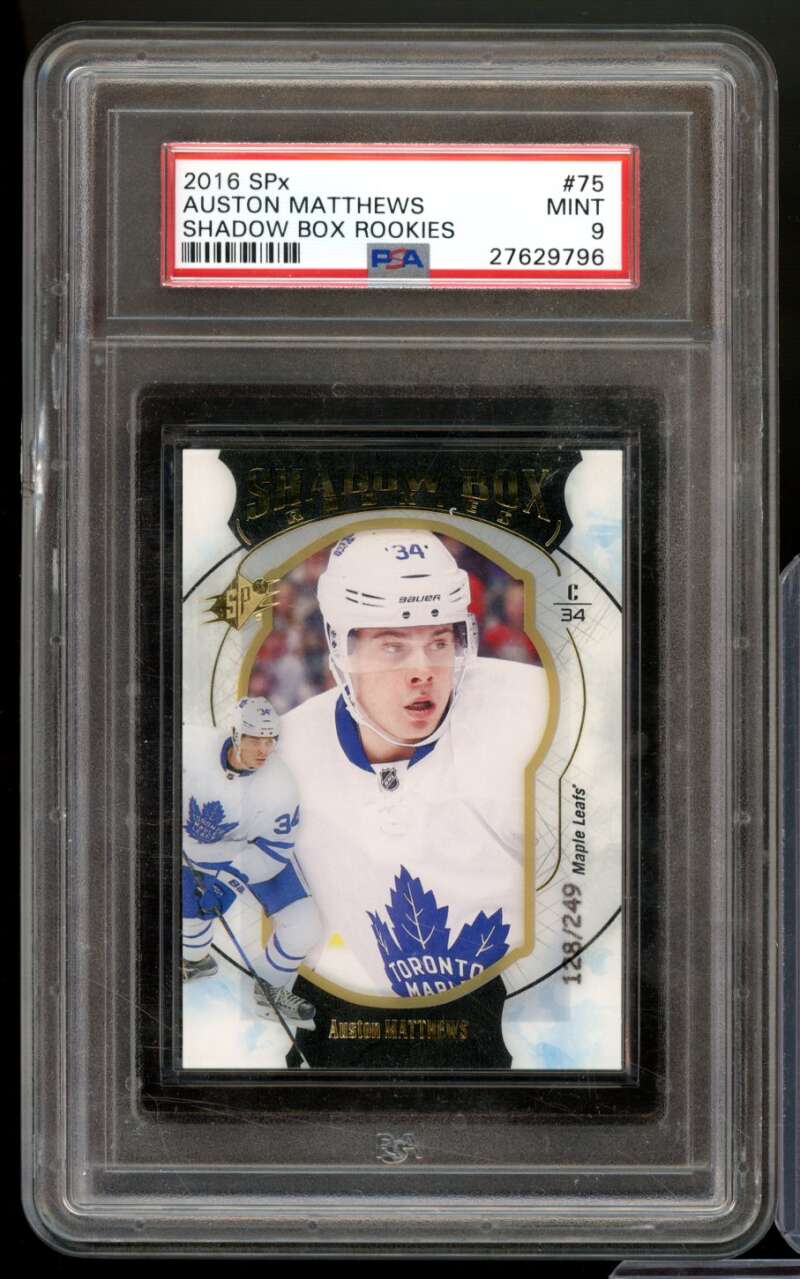 Auston Matthews Rookie Card 2016-17 SPx Shadow Box Rookies (pop 3) #75 PSA 9 Image 1