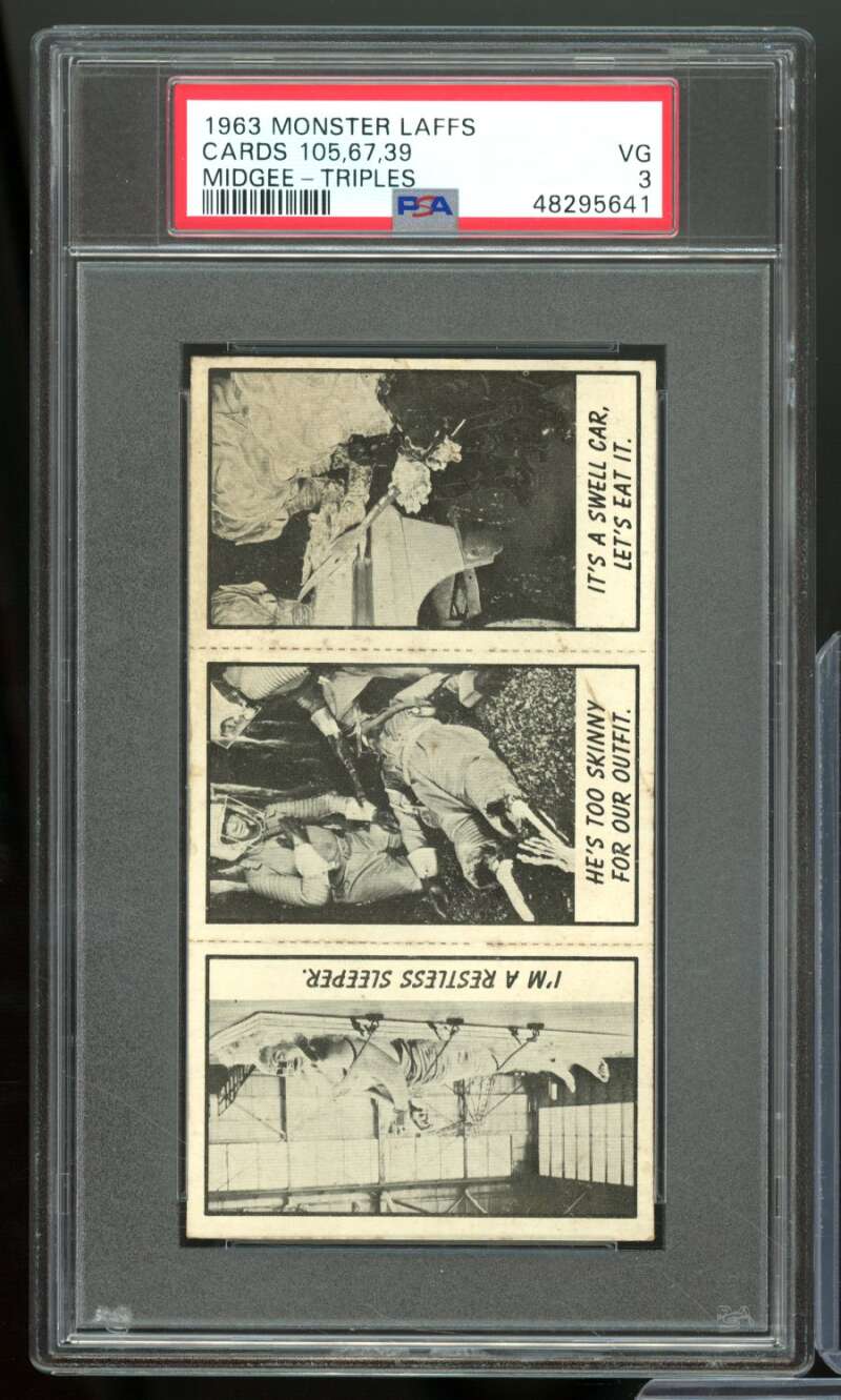 Midgee Triples Card 1963 Monster Laffs #105 PSA 3 Image 1