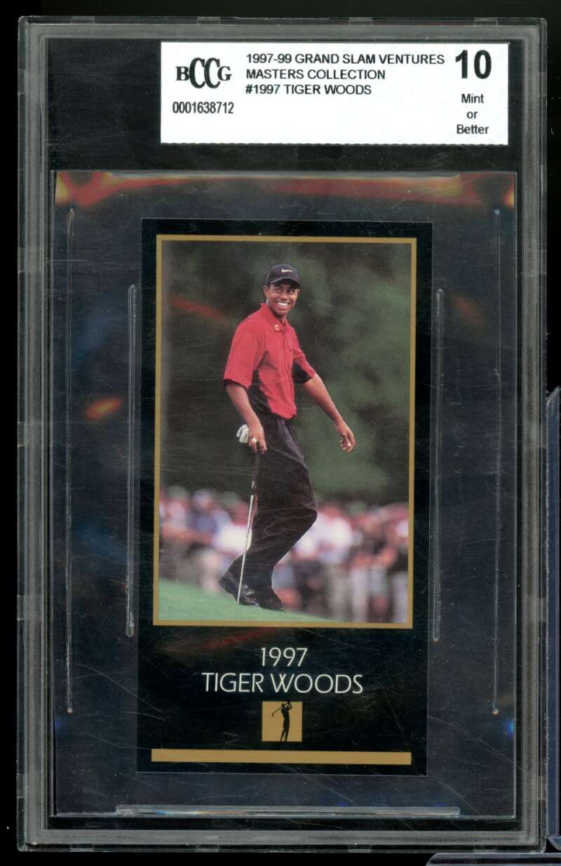 Tiger Woods Card 1997 Grand Slam Ventures Masters Collection #1997 BGS BCCG 10 Image 1