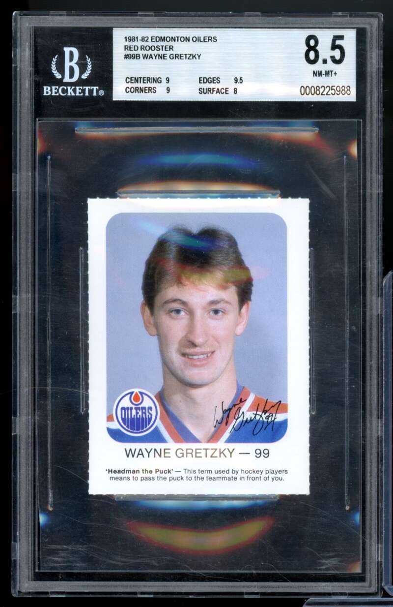 Wayne Gretzky Card 1981-82 Edmonton Oilers Red Rooster #99B BGS 8.5 (9 9.5 9 8) Image 1