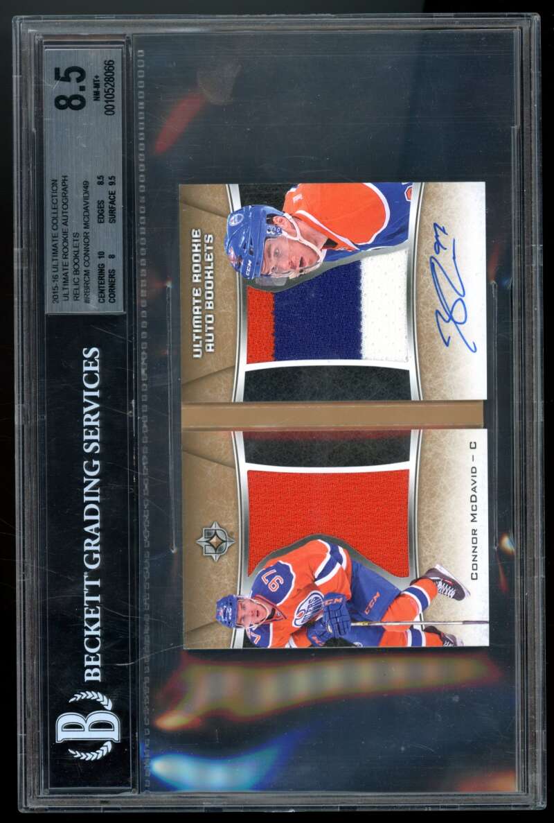 Connor Mcdavid Rookie 2015-16 Ultimate Rookie Autograph Booklet #rbrcm BGS 8.5 Image 1