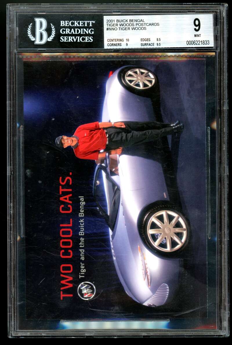 Tiger Woods Rookie Card 2001 Buick Bengal Tiger Woods Postcards #nno BGS 9 Image 1