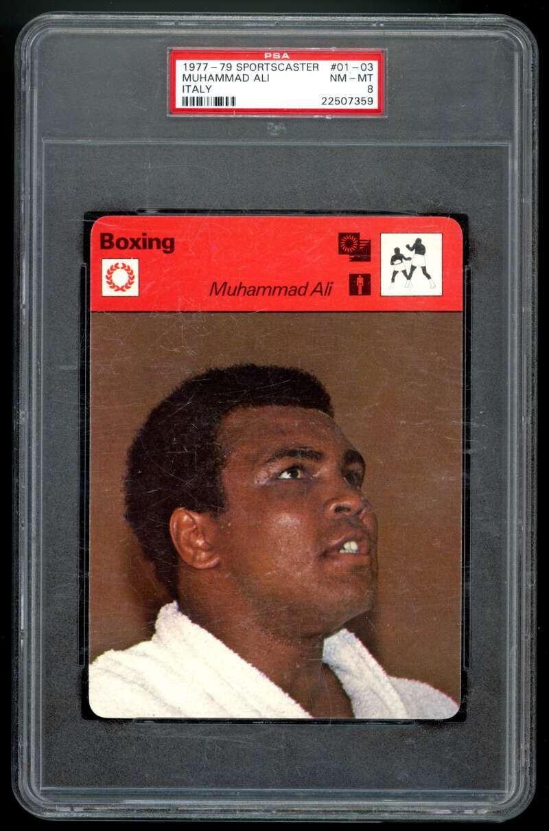 Muhammad Ali Card 1977-79 Sportscaster Italy #01 PSA 8 (read) Image 1