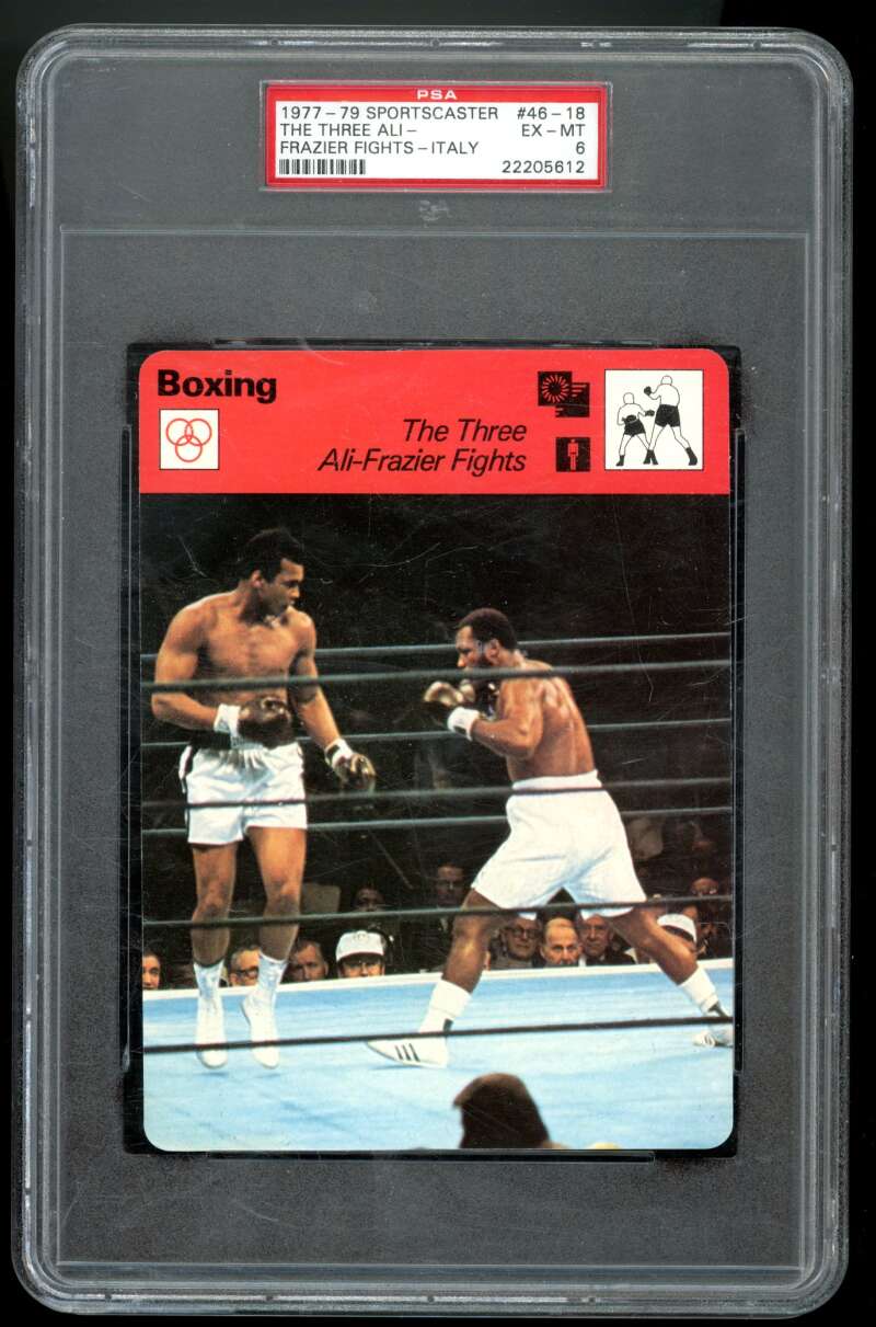 Joe Frazier / Muhammad Ali Card 1977-79 Sportscaster Italy #46 PSA 6 (read) Image 1