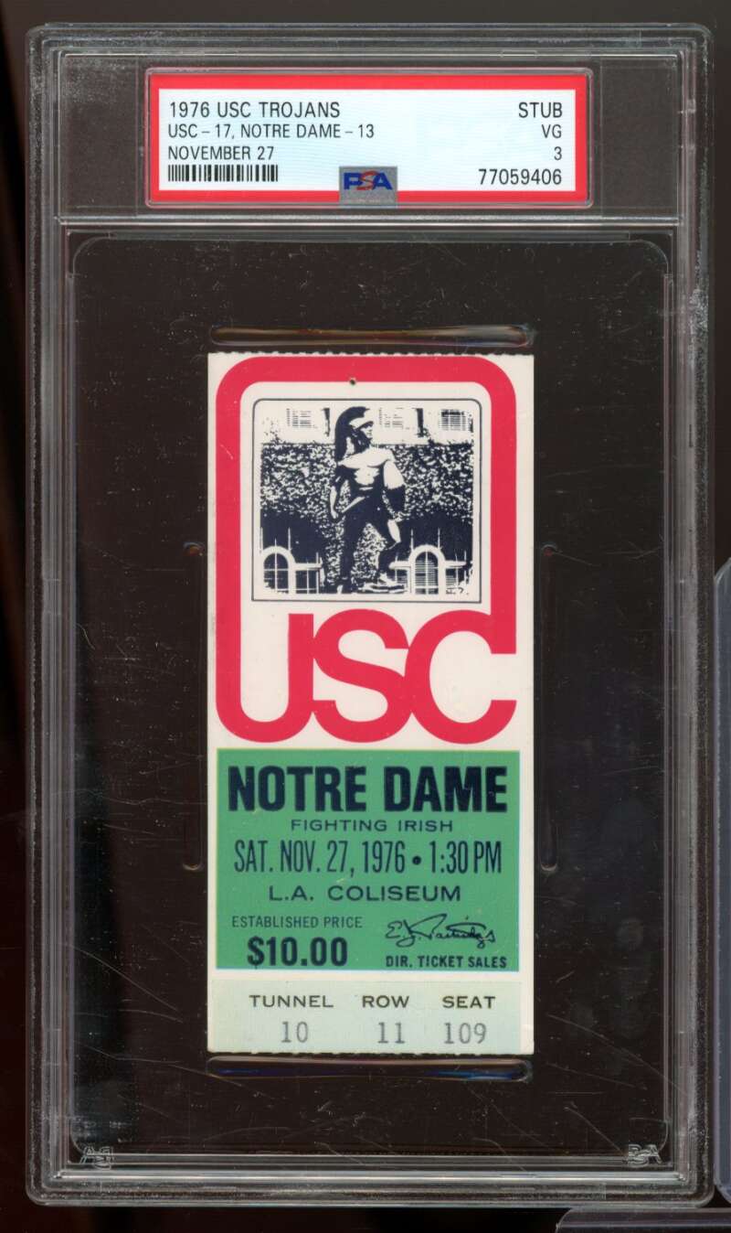 USC 17 - Notre Dame 13 Ticket Stub 1976 USC Trojans #nno PSA 3 Image 1