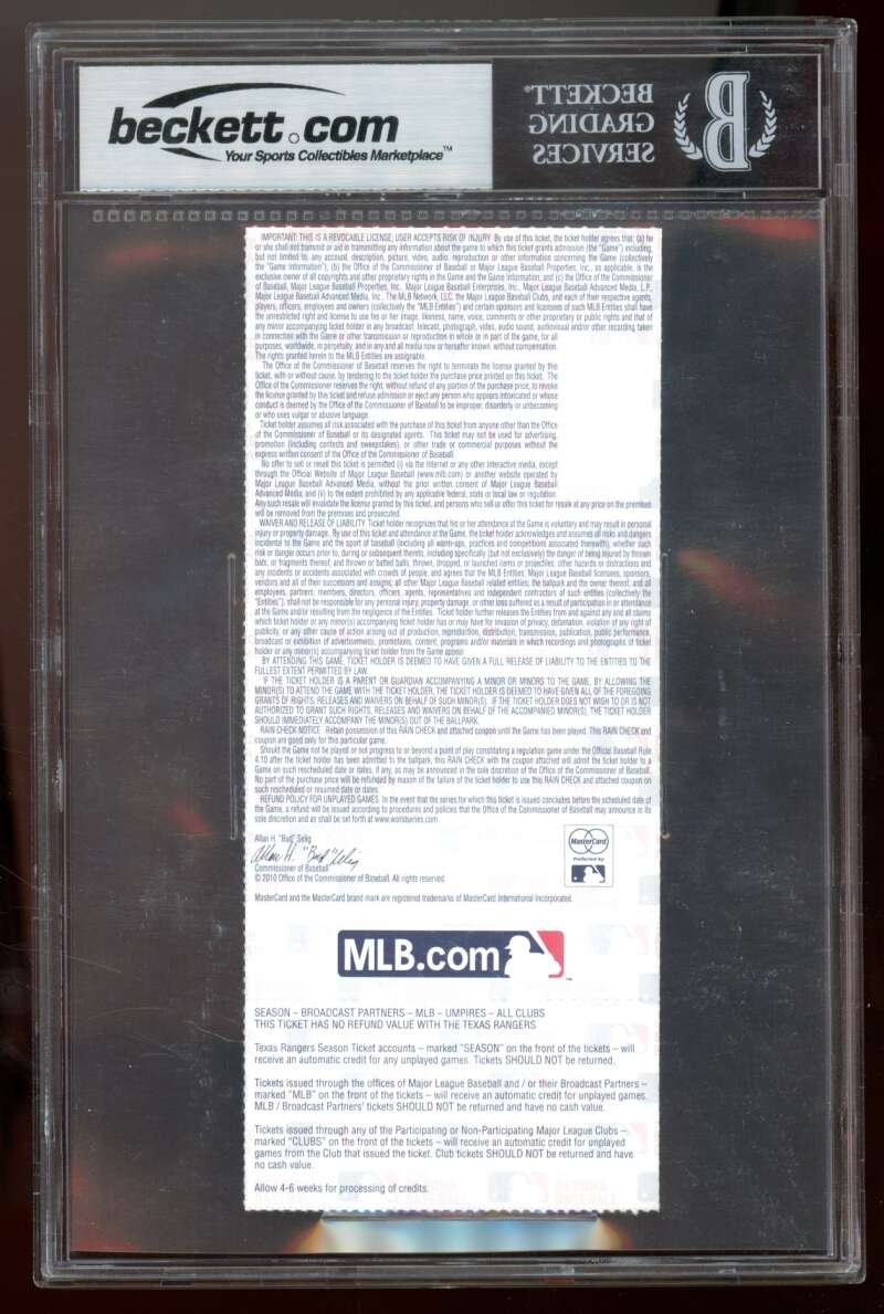 Game 3 World Series Full Ticket 2010 Giants Rangers October 30 #nno BGS 8.5 Image 2