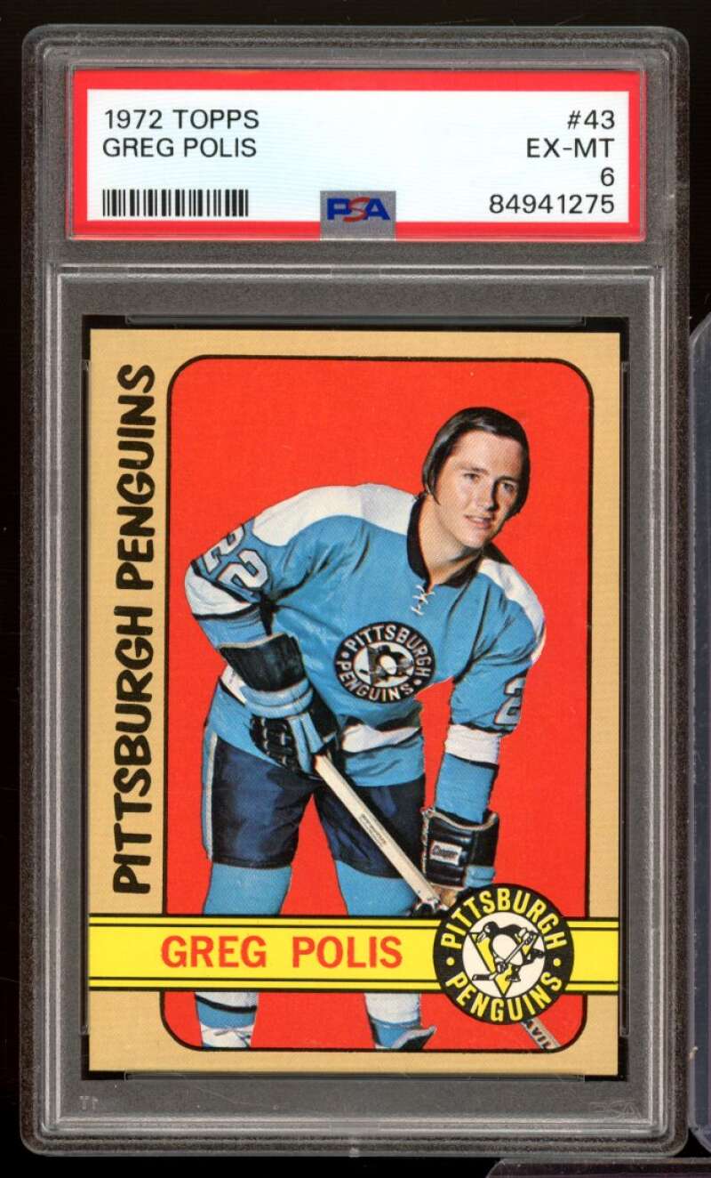 Greg Polis Card 1972-73 Topps #43 PSA 6 Image 1