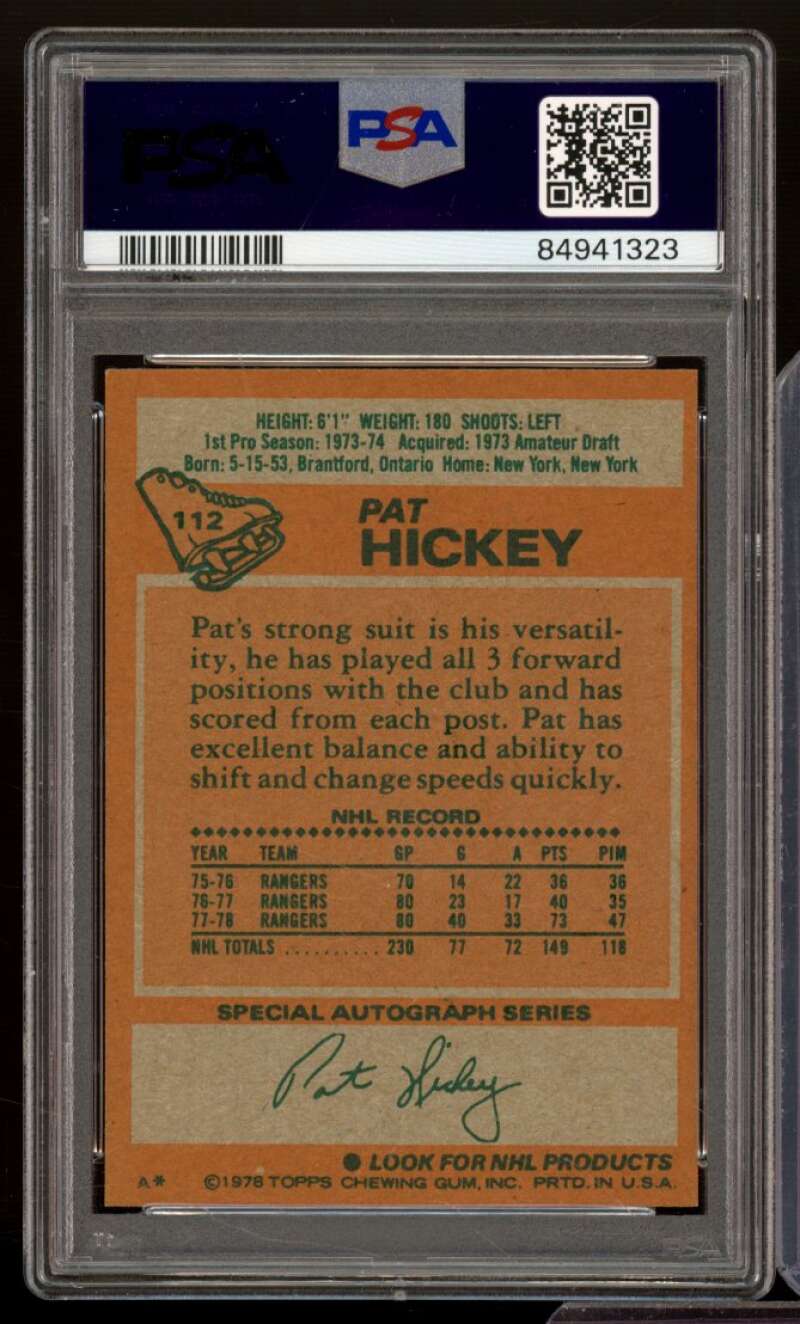 Pat Hickey Card 1978-79 Topps #112 PSA 8 Image 2