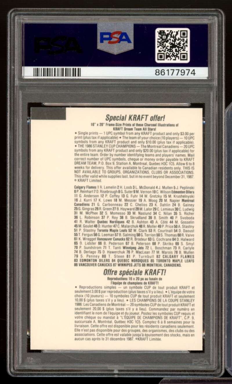 Jari Kurri Card 1986-87 Kraft Drawings (pop 2) #nno PSA 9 Image 2