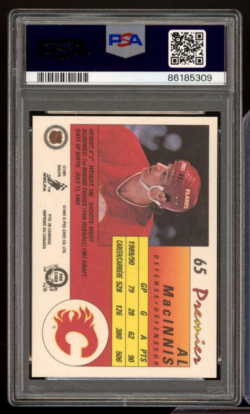 Al MacInnis Card 1990-91 O-Pee-Chee Premier #65 PSA 8 Image 2