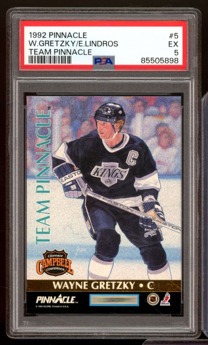 Wayne Gretzky/Eric Lindros Card 1992-93 Pinnacle Team Pinnacle #5 PSA 5 Image 1