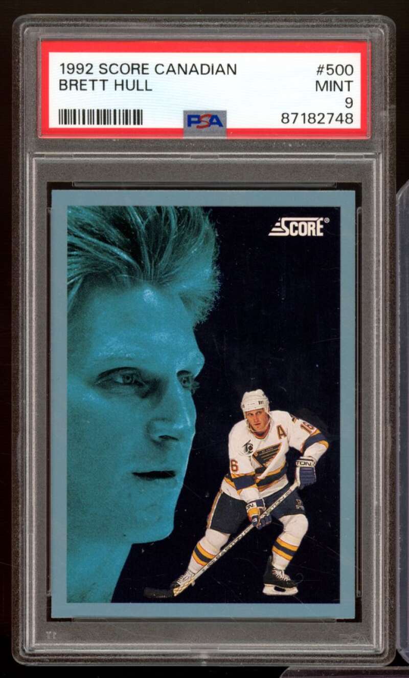 Brett Hull Card 1992-93 Score Canadian (pop 3) #500 PSA 9 Image 1