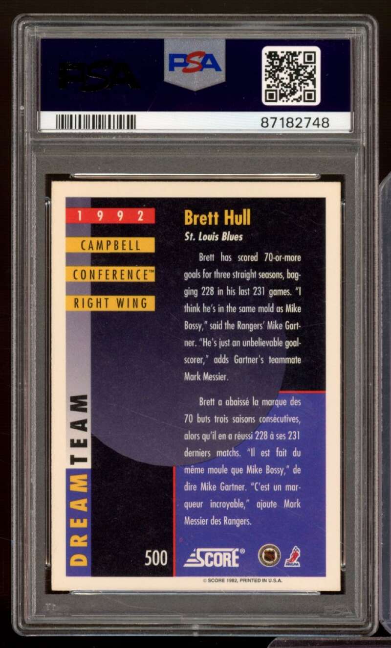 Brett Hull Card 1992-93 Score Canadian (pop 3) #500 PSA 9 Image 2