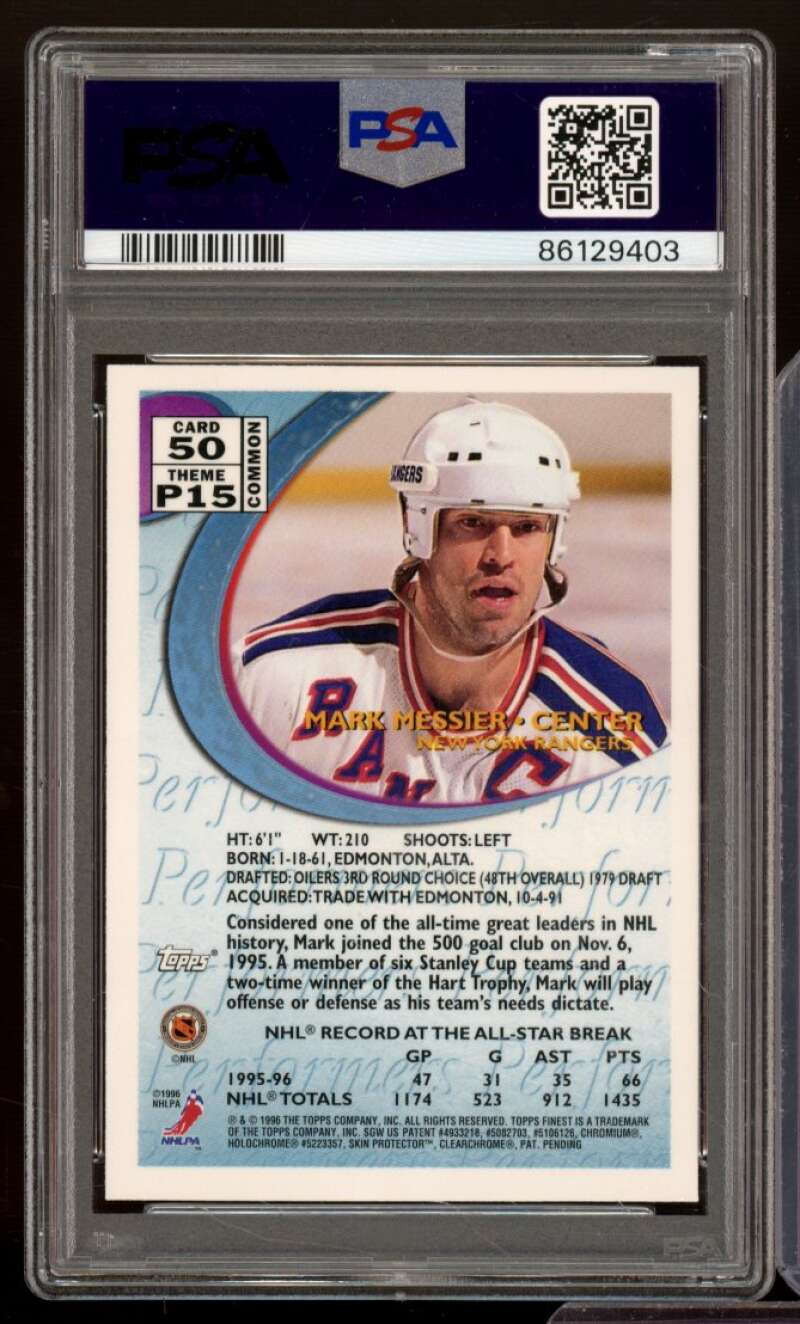 Mark Messier Card 1995-96 Finest (pop 3) #50 PSA 9 Image 2