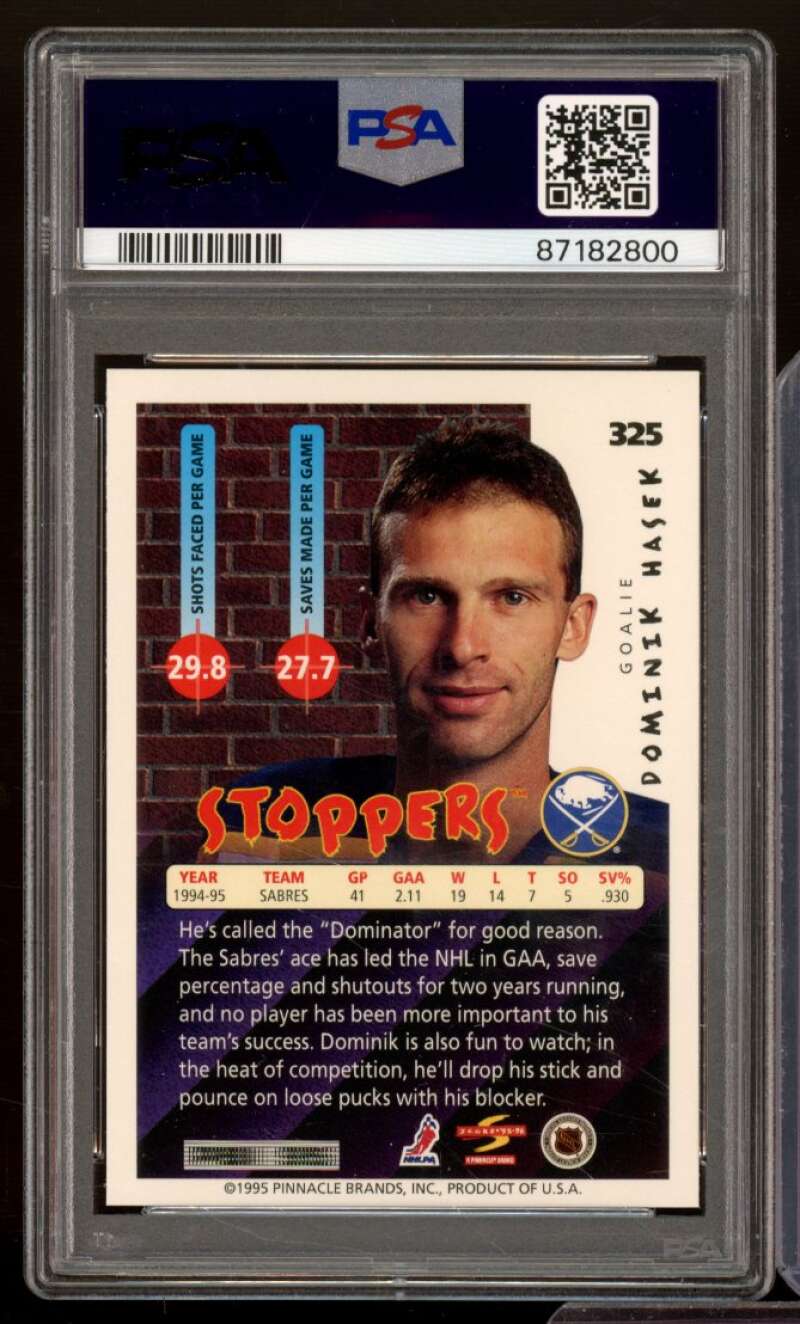 Dominik Hasek Card 1995-96 Score #325 PSA 8 Image 2