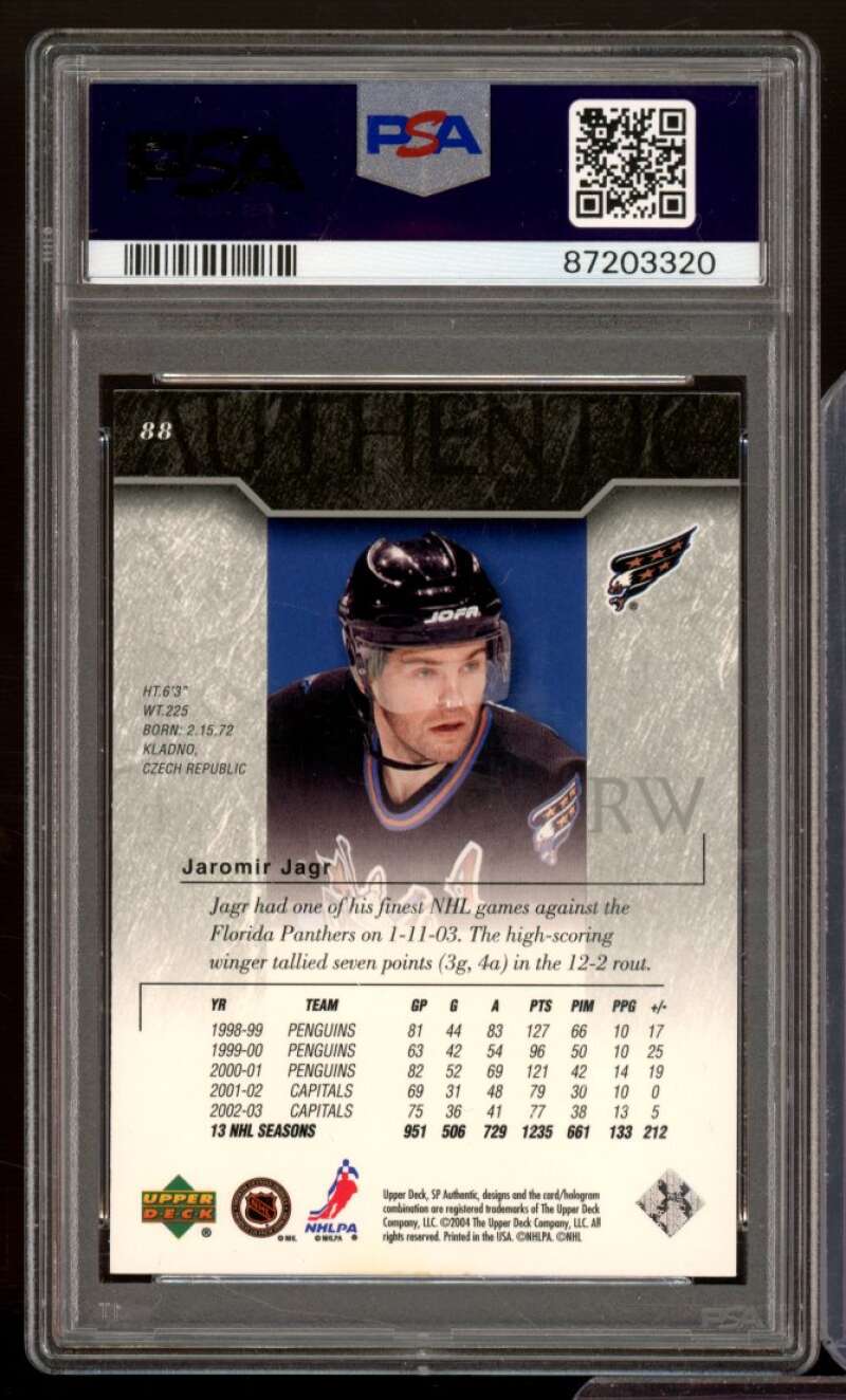 Jaromir Jagr Card 2003-04 SP Authentic #88 PSA 8 Image 2