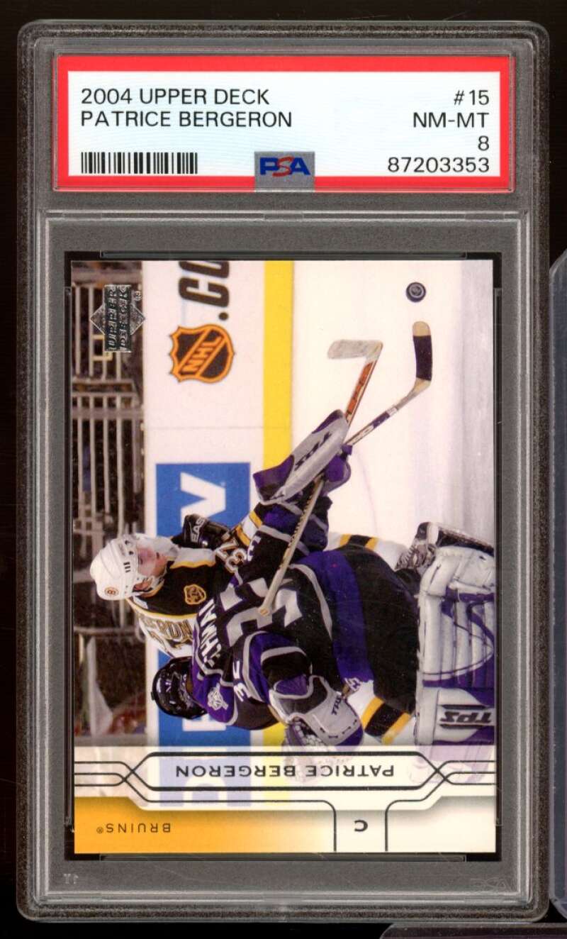 Patrice Bergeron Card 2004-05 Upper Deck #15 PSA 8 Image 1