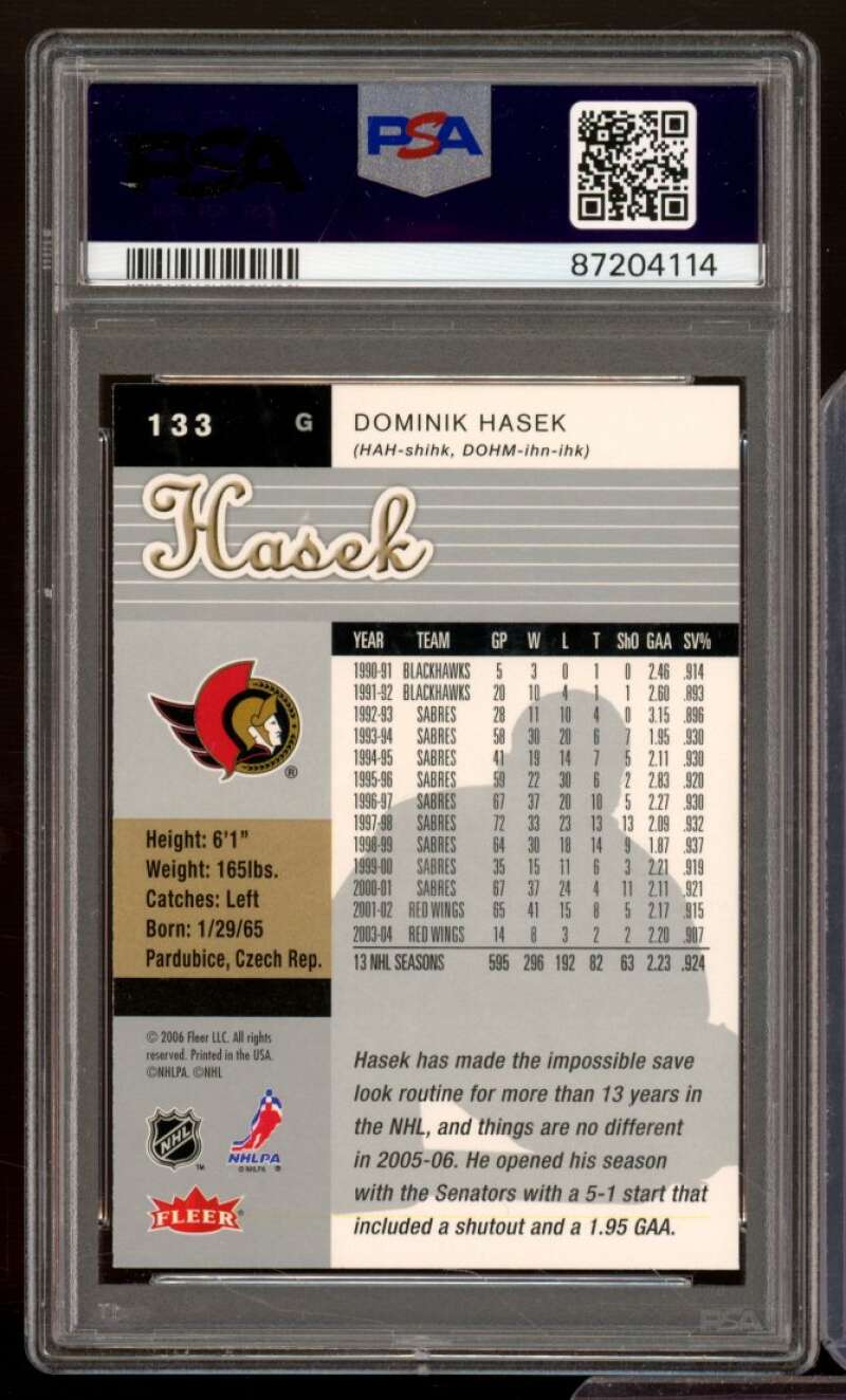 Dominik Hasek Card 2005-06 Ultra #133 PSA 6 Image 2