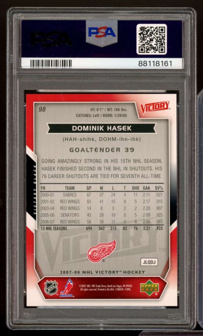 Dominik Hasek Card 2007-08 Upper Deck Victory #98 PSA 9 Image 2