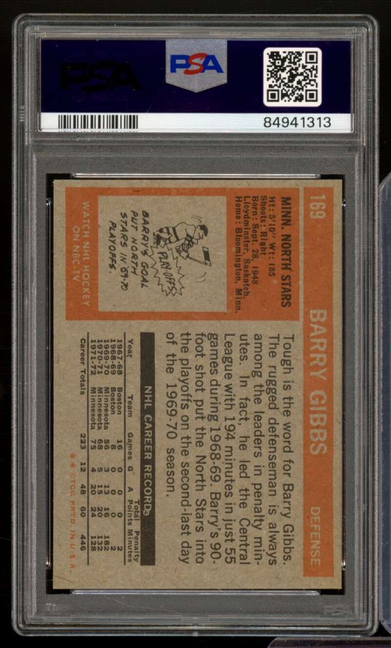 Barry Gibbs Rookie Card 1972-73 Topps #169 PSA 4 Image 2