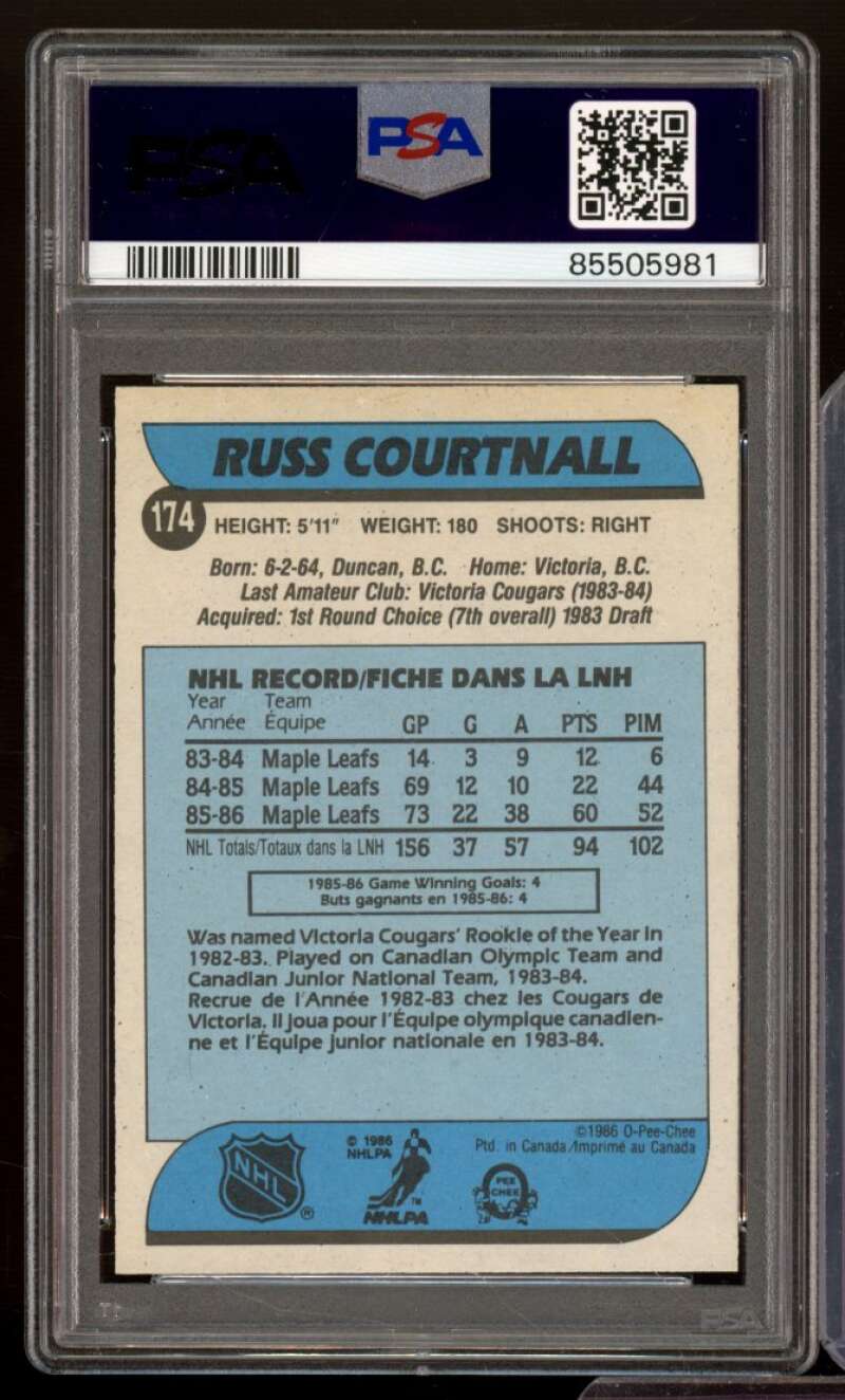 Russ Courtnall Rookie Card 1986-87 O-Pee-Chee #174 PSA 7 Image 2