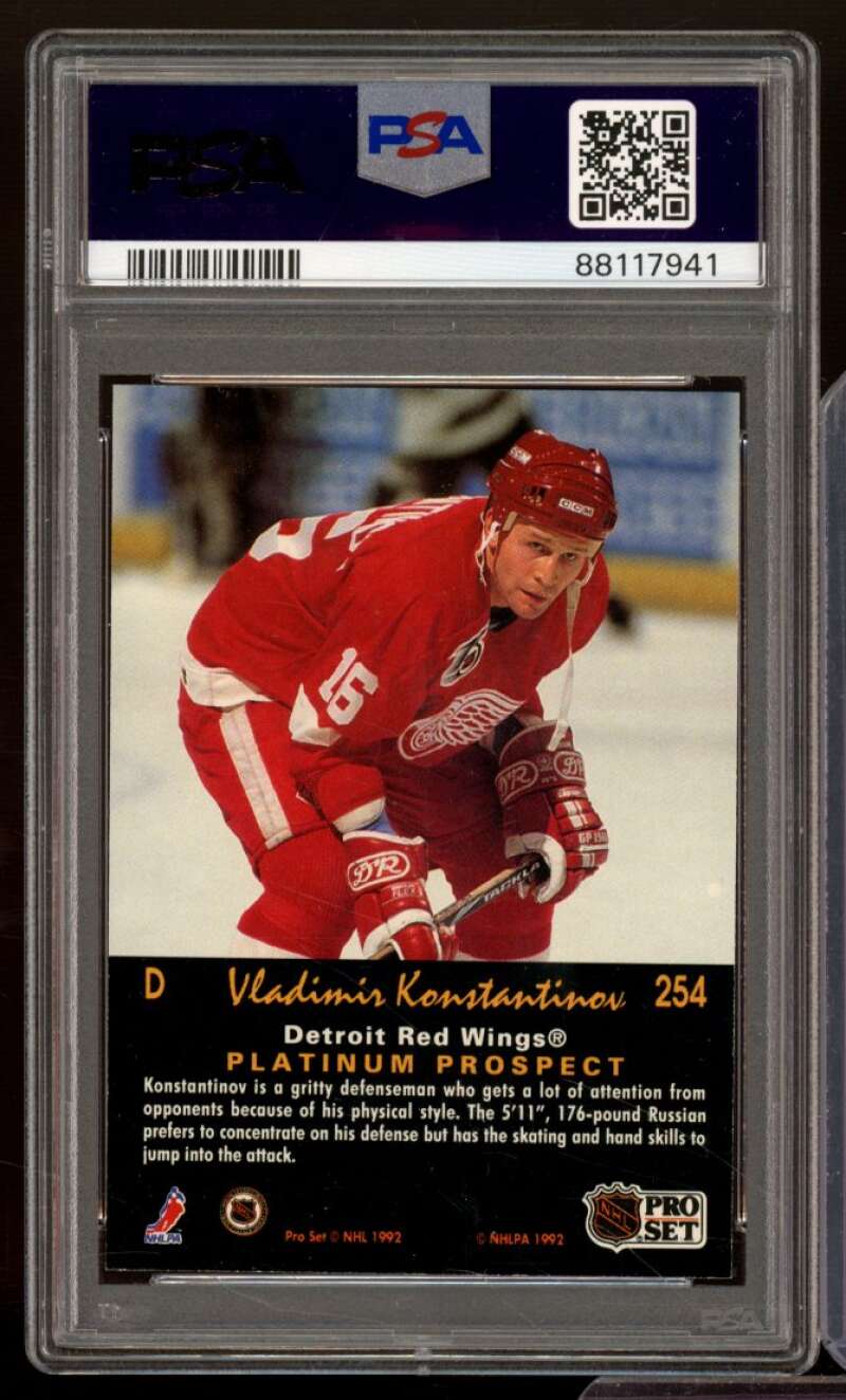 Vladimir Konstantinov Card 1991-92 Pro Set Platinum #254 PSA 9 Image 2