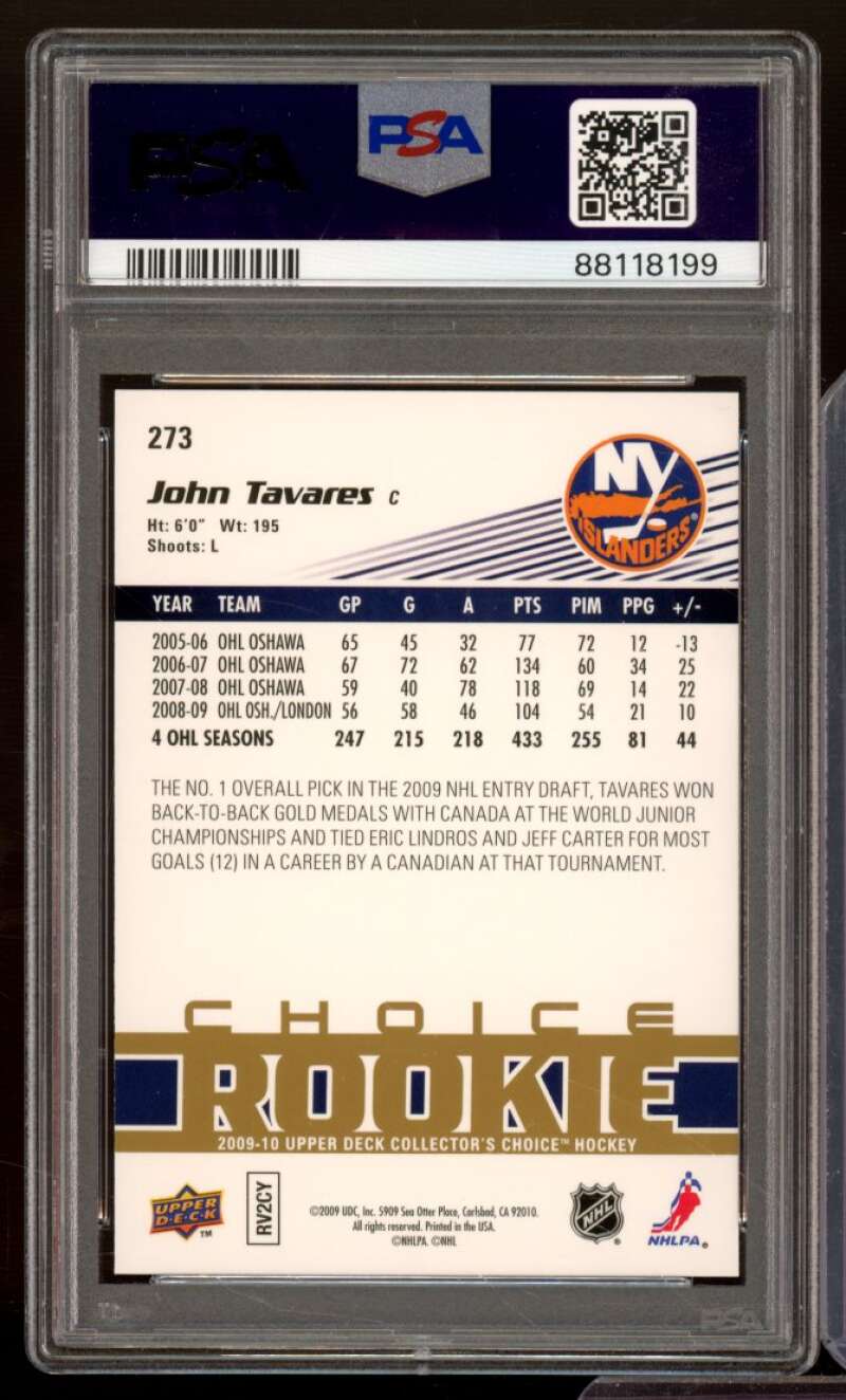 John Tavares Rookie Card 2009-10 U.D. Coll. Choice #273 PSA 8 Image 2