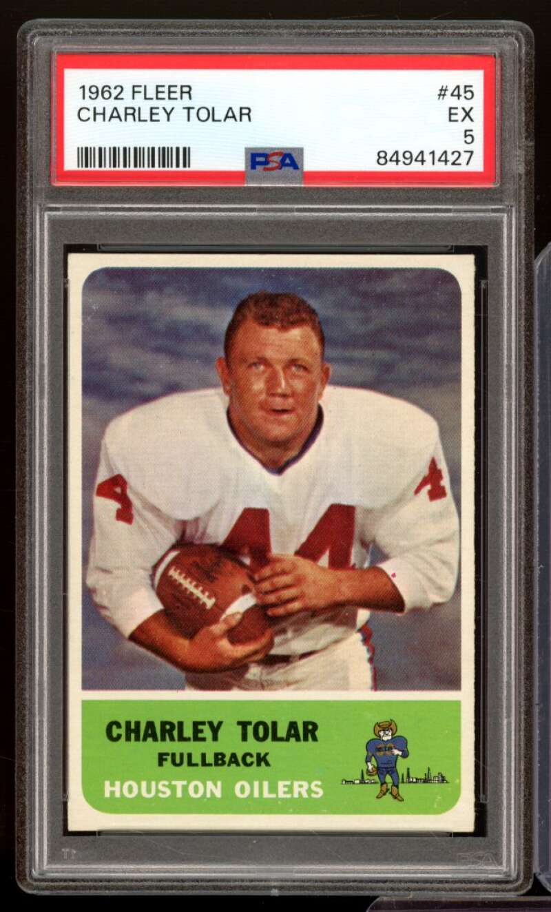 Charley Tolar Rookie Card 1962 Fleer #45 PSA 5 Image 1