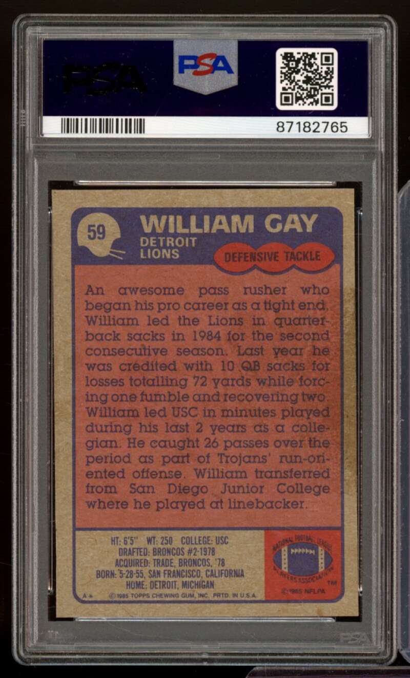 William Gay Card 1985 Topps #59 PSA 8.5 Image 2