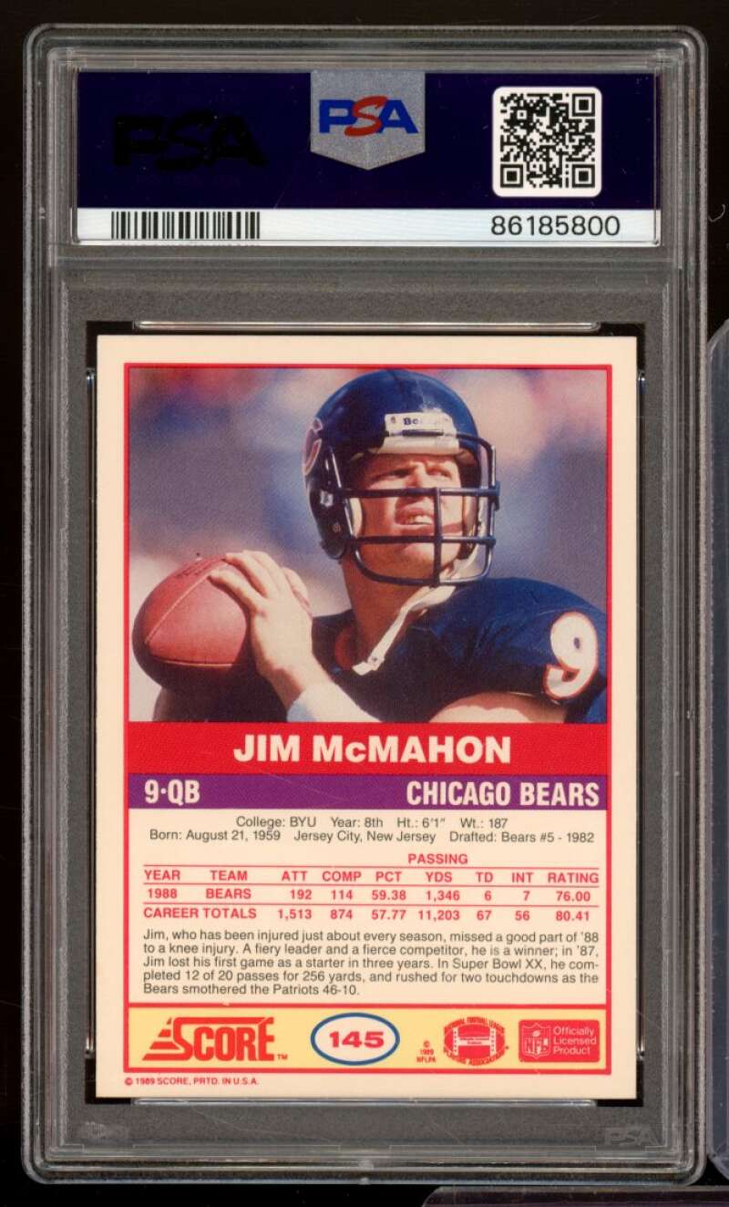 Jim McMahon Card 1989 Score #145 PSA 9 Image 2