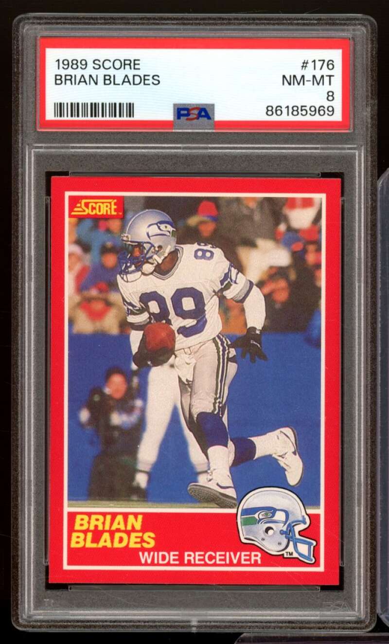 Brian Blades Rookie Card 1989 Score #176 PSA 8 Image 1