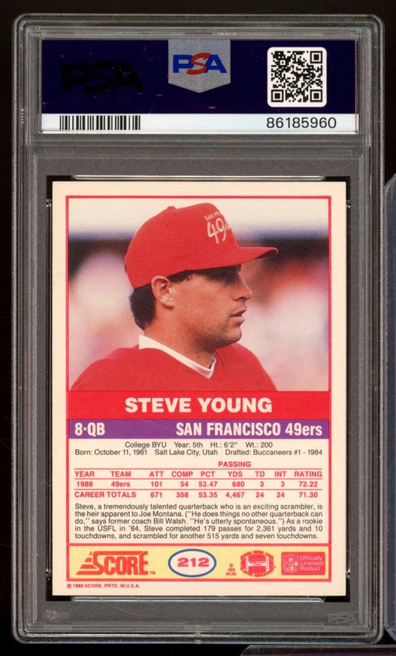 Steve Young Card 1989 Score #212 PSA 9 Image 2