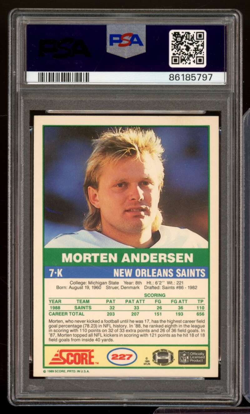 Morten Andersen Card 1989 Score #227 PSA 9 Image 2