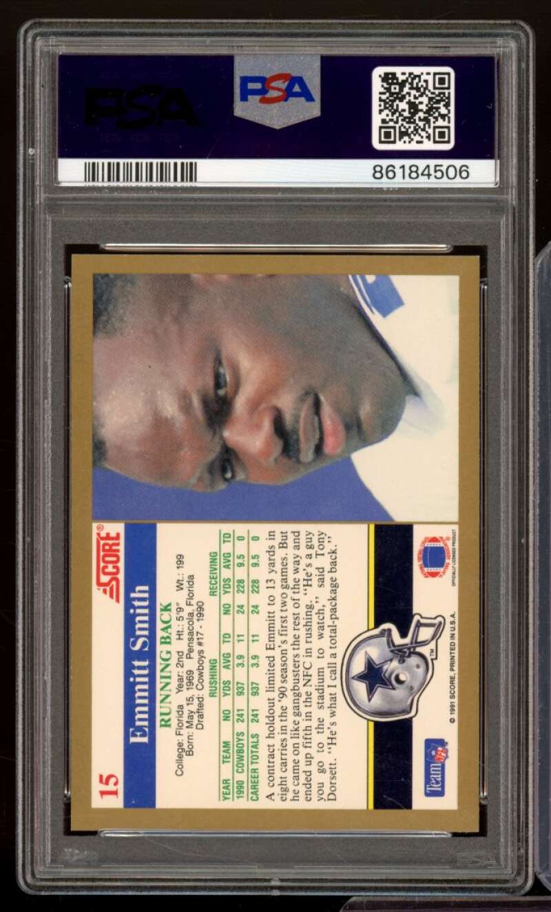 Emmitt Smith Card 1991 Score #15 PSA 9 Image 2